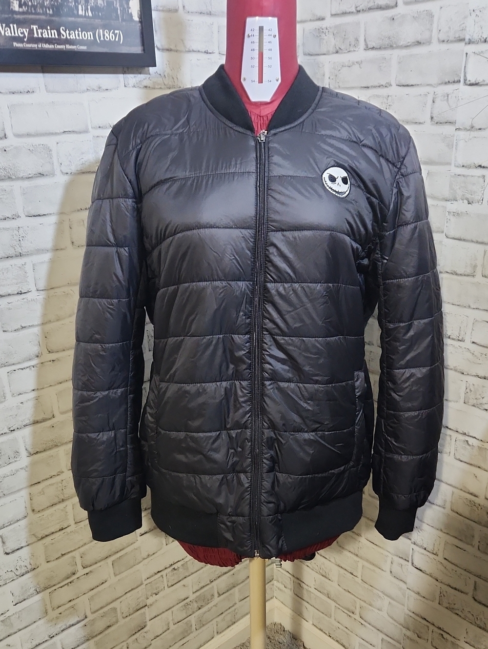 Nightmare Before Christmas Jack Skellington Black Puffer Coat